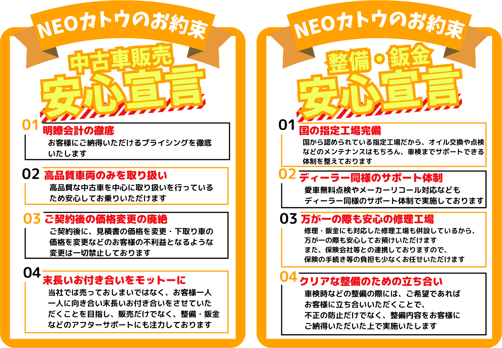 NEOカトウのお約束 安心宣言
